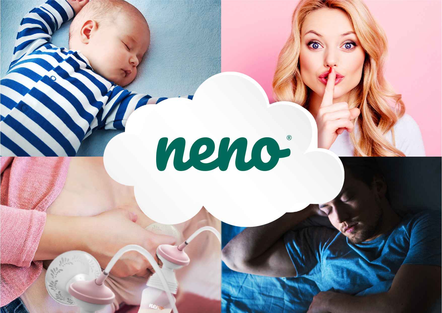 сонний малюк і тато та спокійна матуся Neno Bella Twin молоковідсмоктувач