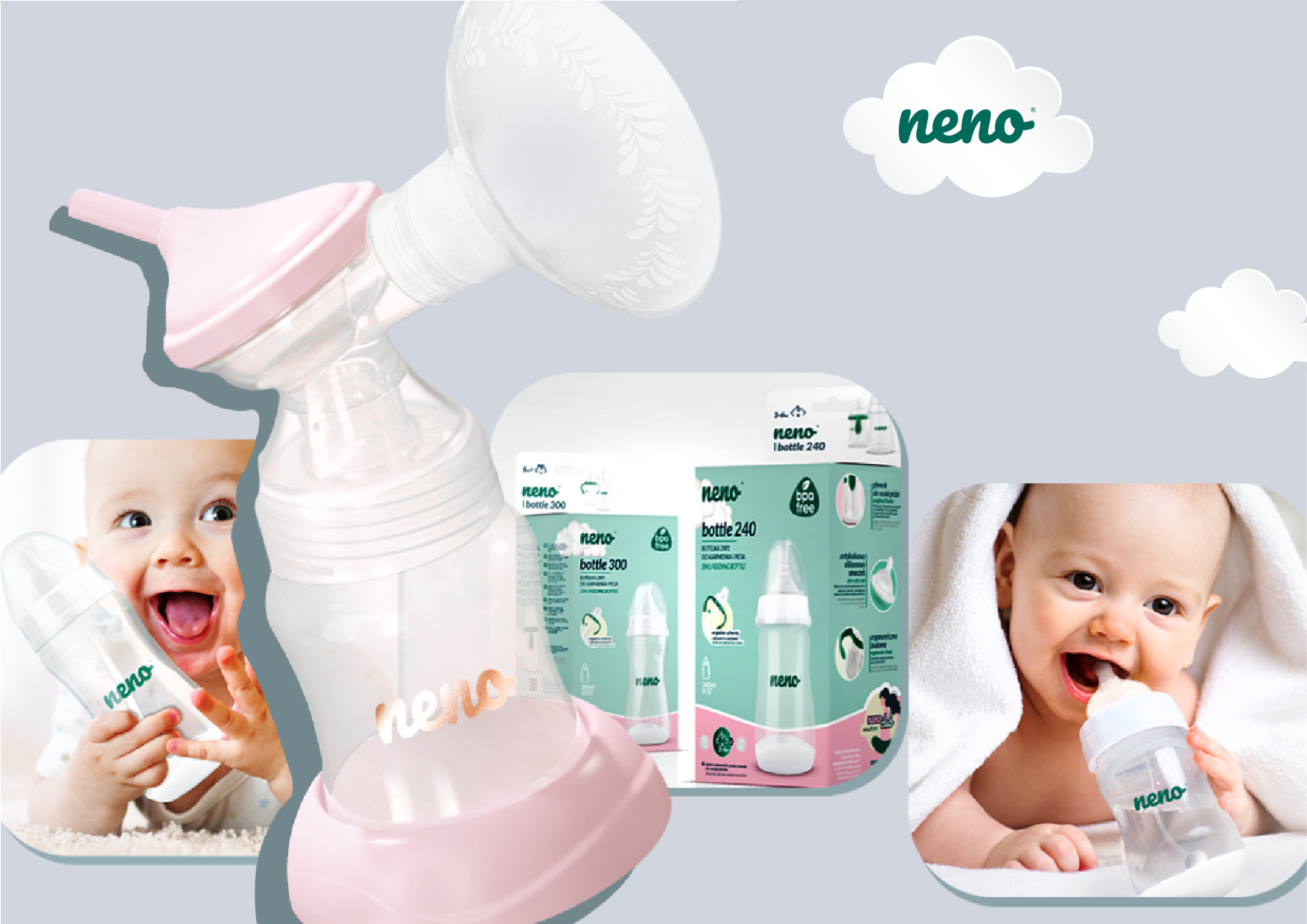 немовлята п'ють воду з пляшечок Neno