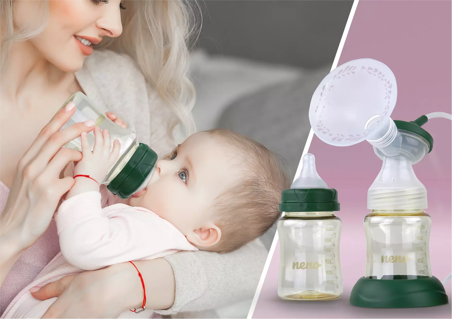 жінка, яка годує дитину та молоковідсмоктувач Neno Bueno 