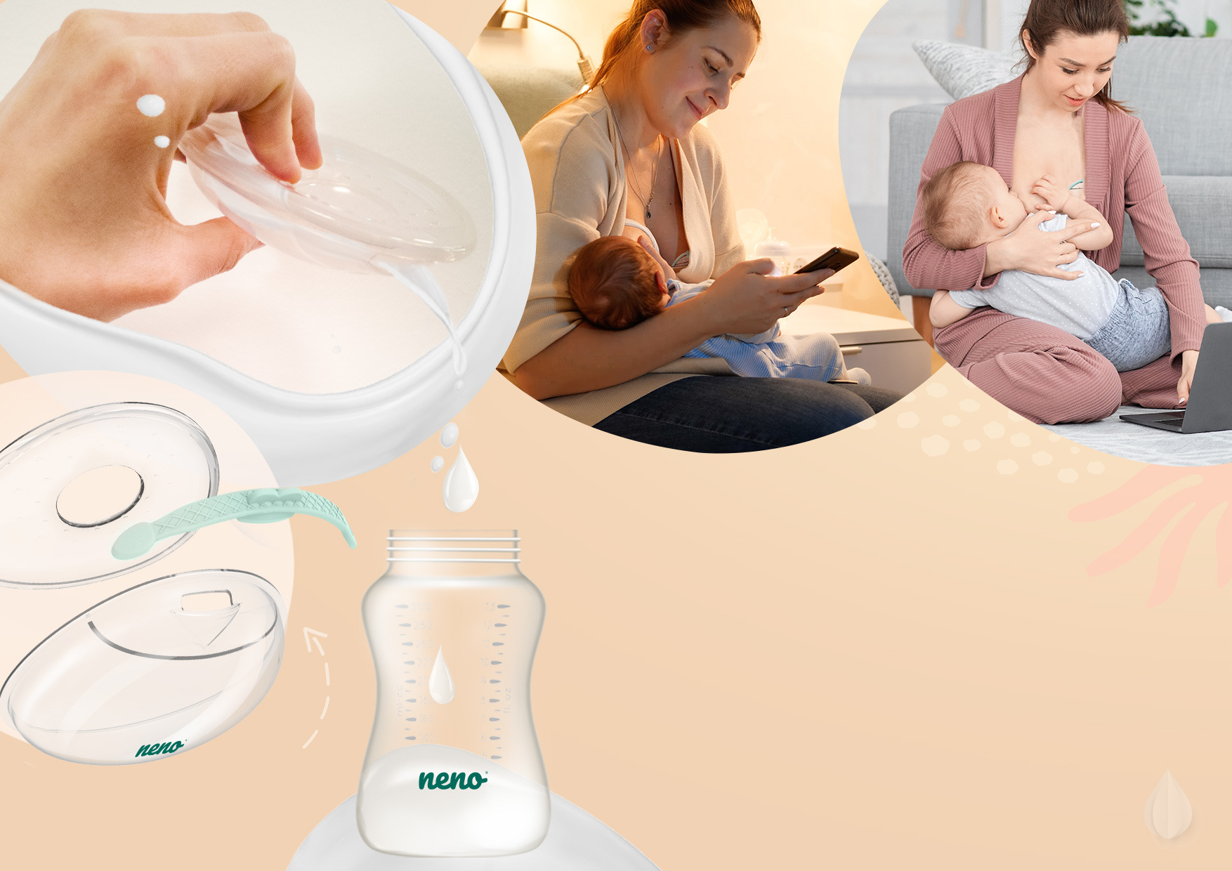 жінка, яка годує груддю немовля та 2 молоковідсмоктувача 