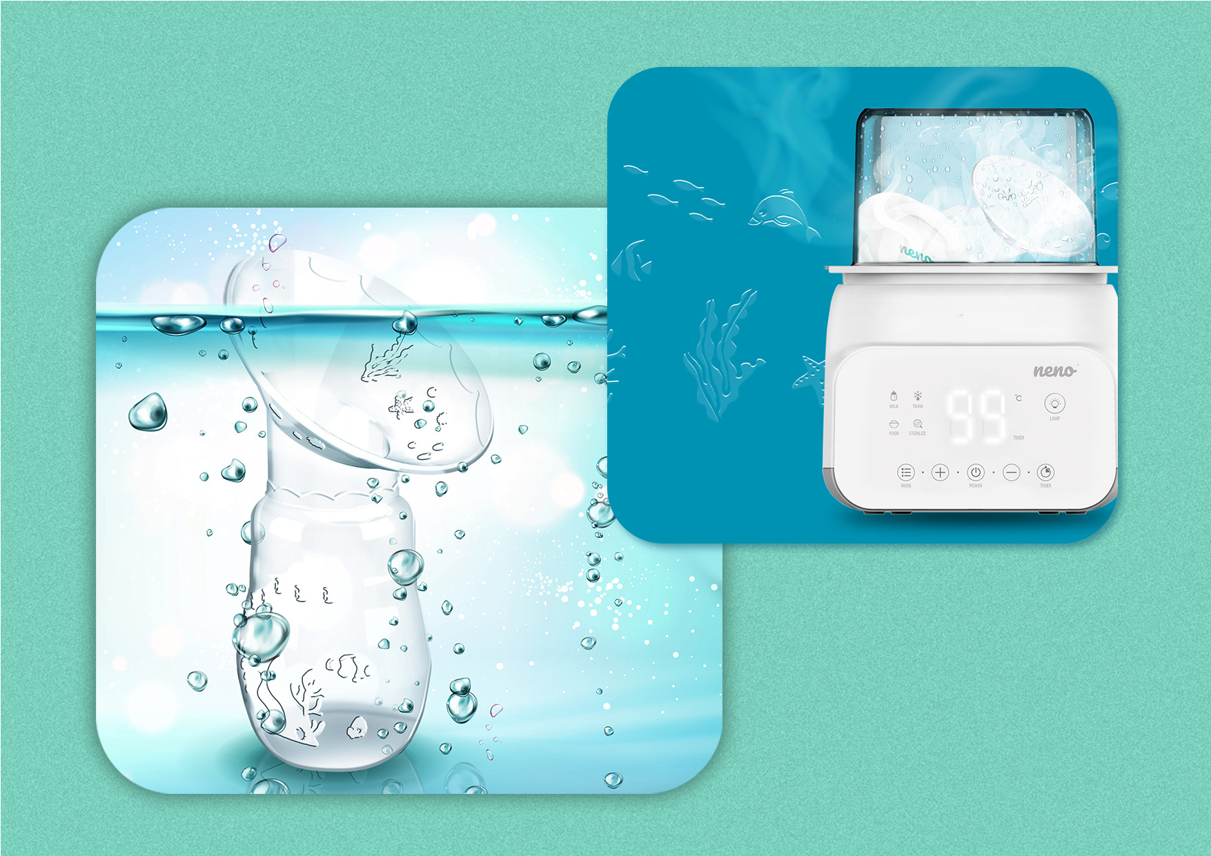 Стерилізатор Neno Vita та Neno Leite, замочені у воді